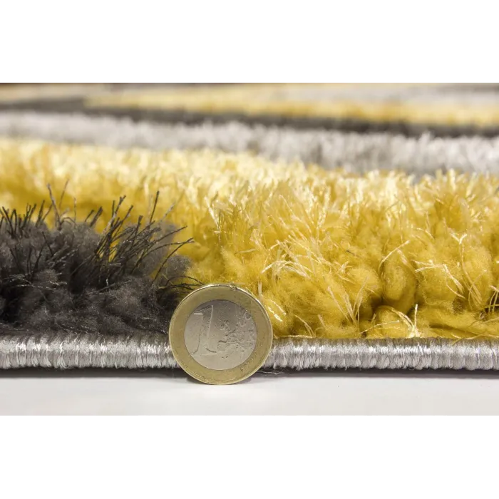 Luxus Cascade 3D Shaggy Rug - Grey/Yellow | Murphy Furniture