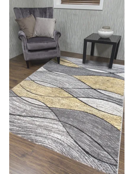 Impulse Waves Rug - Yellow/Grey | Murphy Furniture