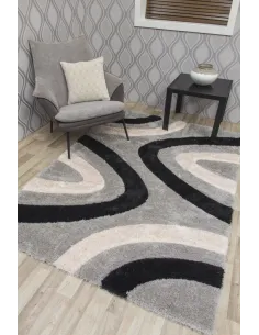 Luxus Ripple 3D Shaggy Rug - Grey Multi | Murphy Furniture