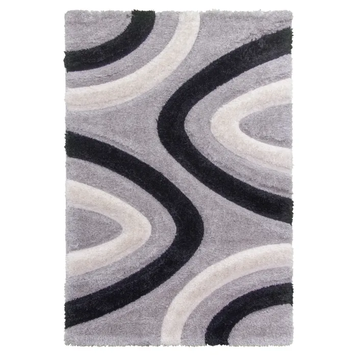 Luxus Ripple 3D Shaggy Rug - Grey Multi | Murphy Furniture
