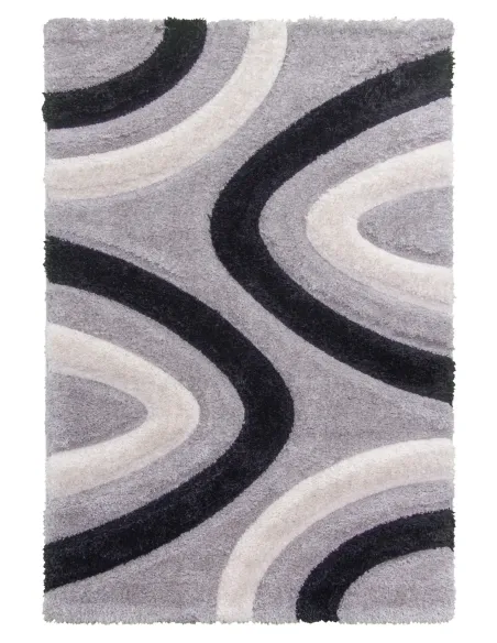 Luxus Ripple 3D Shaggy Rug - Grey Multi | Murphy Furniture