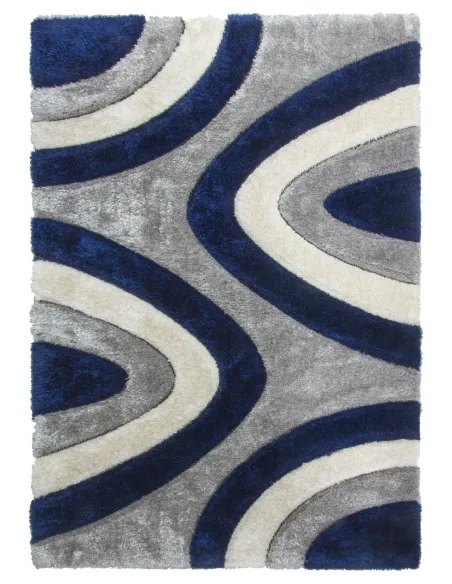 Luxus Ripple 3D Shaggy Rug - Navy Multi | Murphy Furniture