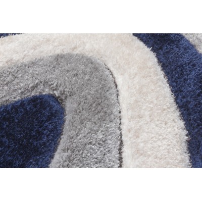 Luxus Ripple 3D Shaggy Rug - Navy Multi | Murphy Furniture