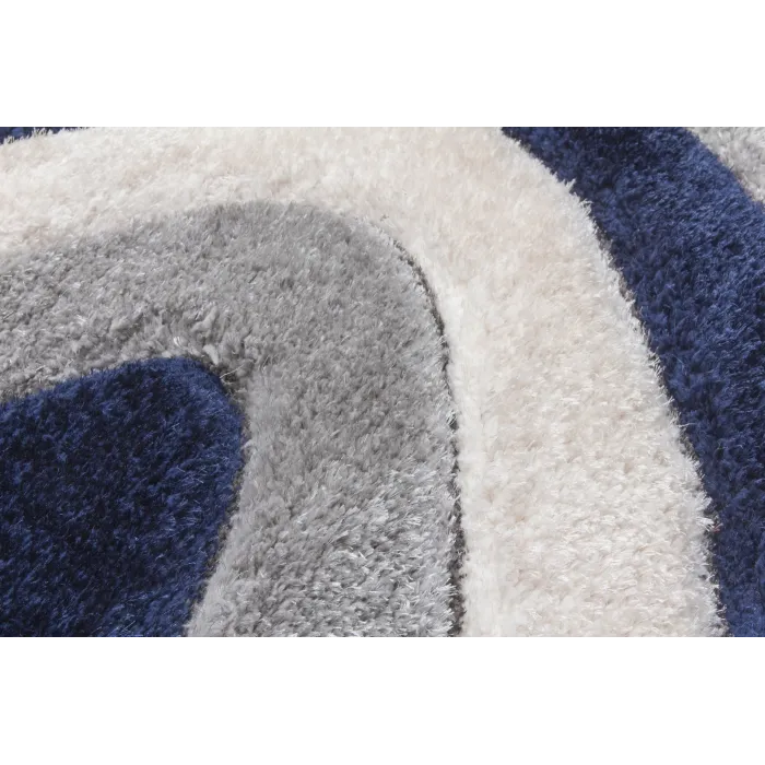 Luxus Ripple 3D Shaggy Rug - Navy Multi | Murphy Furniture