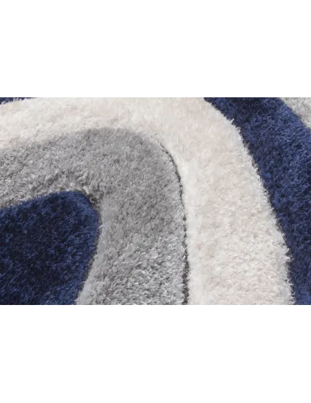 Luxus Ripple 3D Shaggy Rug - Navy Multi | Murphy Furniture