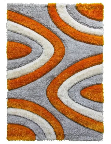 Luxus Ripple 3D Shaggy Rug - Orange Multi | Murphy Furniture
