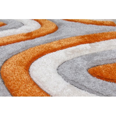 Luxus Ripple 3D Shaggy Rug - Orange Multi | Murphy Furniture