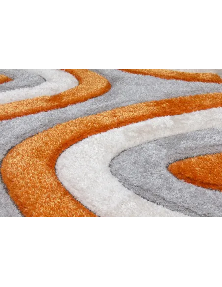 Luxus Ripple 3D Shaggy Rug - Orange Multi | Murphy Furniture