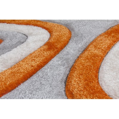 Luxus Ripple 3D Shaggy Rug - Orange Multi | Murphy Furniture