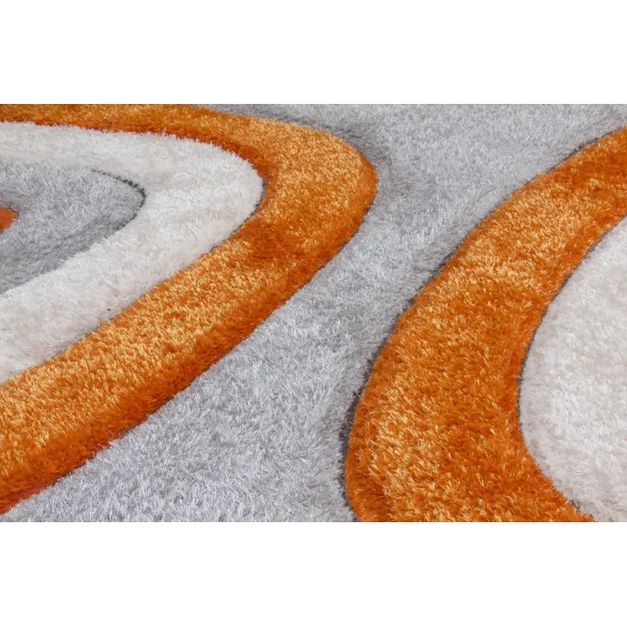 Luxus Ripple 3D Shaggy Rug - Orange Multi | Murphy Furniture