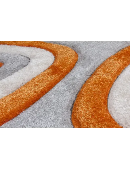 Luxus Ripple 3D Shaggy Rug - Orange Multi | Murphy Furniture