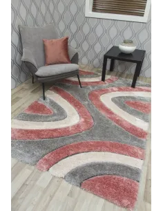 Luxus Ripple 3D Shaggy Rug - Pink Multi | Murphy Furniture