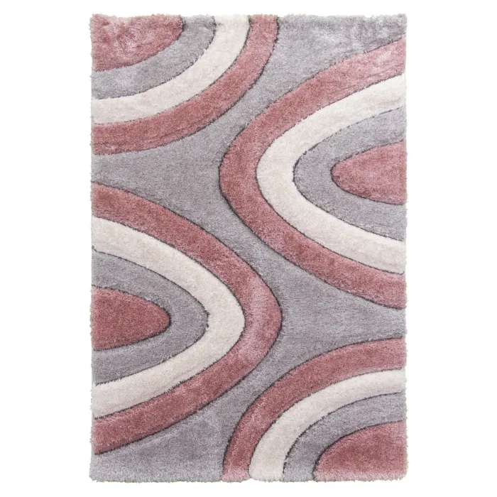 Luxus Ripple 3D Shaggy Rug - Pink Multi | Murphy Furniture