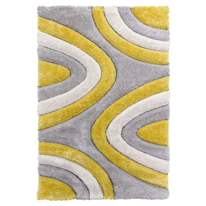 Luxus Ripple 3D Shaggy Rug - Yellow Multi | Murphy Furniture