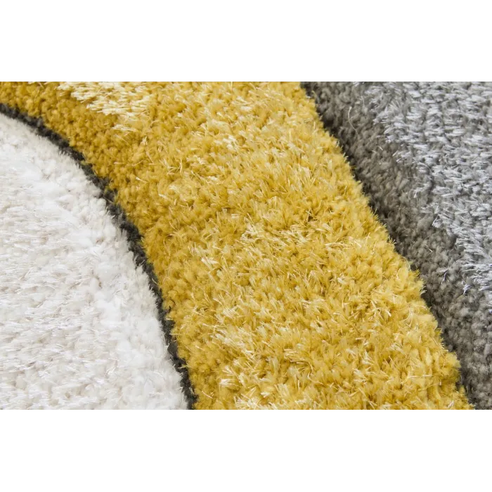Luxus Ripple 3D Shaggy Rug - Yellow Multi | Murphy Furniture