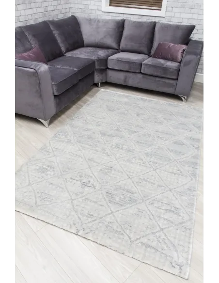 Rococo Quadito Rug - Grey/Cream | Murphy Furniture