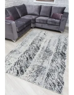 Rococo Feathered Rug - Grey/Black | Murphy Furniture