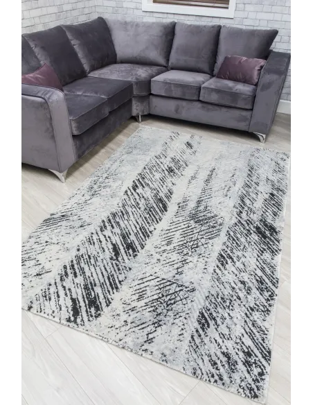 Rococo Feathered Rug - Grey/Black | Murphy Furniture