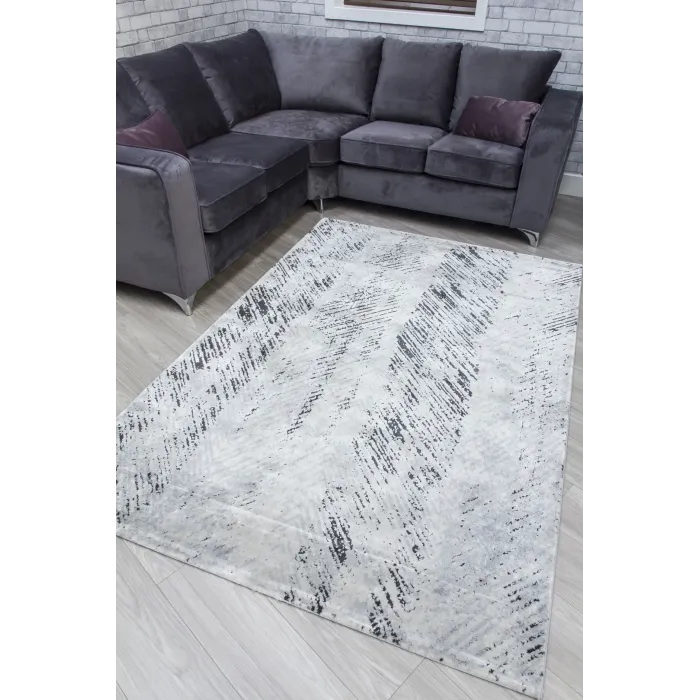 Rococo Feathered Rug - Grey/Black | Murphy Furniture