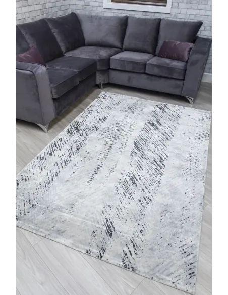 Rococo Feathered Rug - Grey/Black | Murphy Furniture