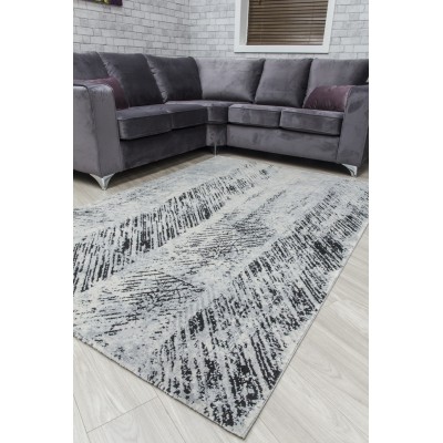 Rococo Feathered Rug - Grey/Black | Murphy Furniture