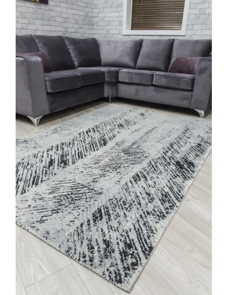 Rococo Feathered Rug - Grey/Black | Murphy Furniture