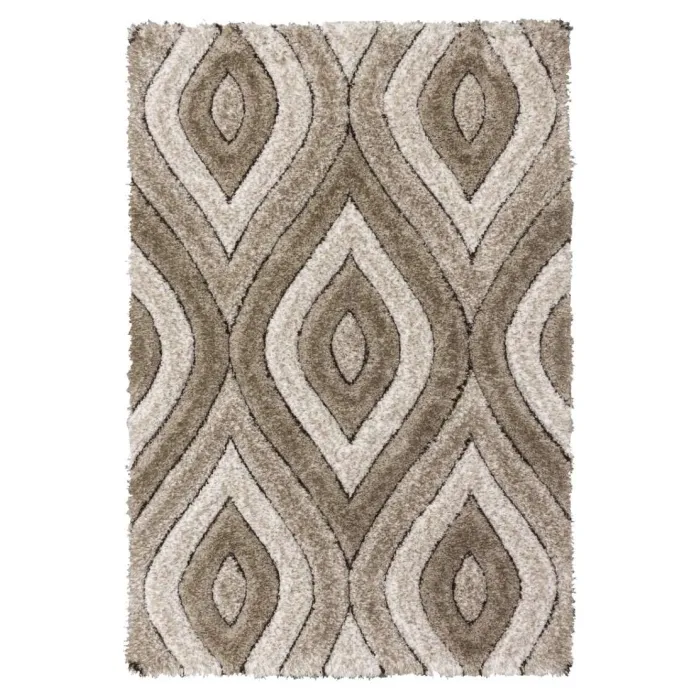 Luxus Teardrop 3D Shaggy Rug - Beige | Murphy Furniture