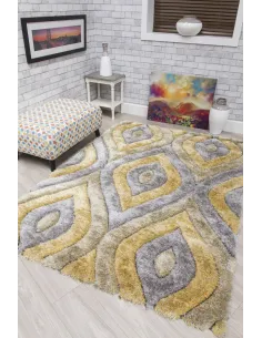 Luxus Teardrop 3D Shaggy Rug - Yellow | Murphy Furniture