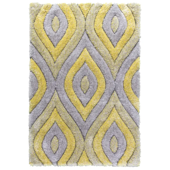 Luxus Teardrop 3D Shaggy Rug - Yellow | Murphy Furniture
