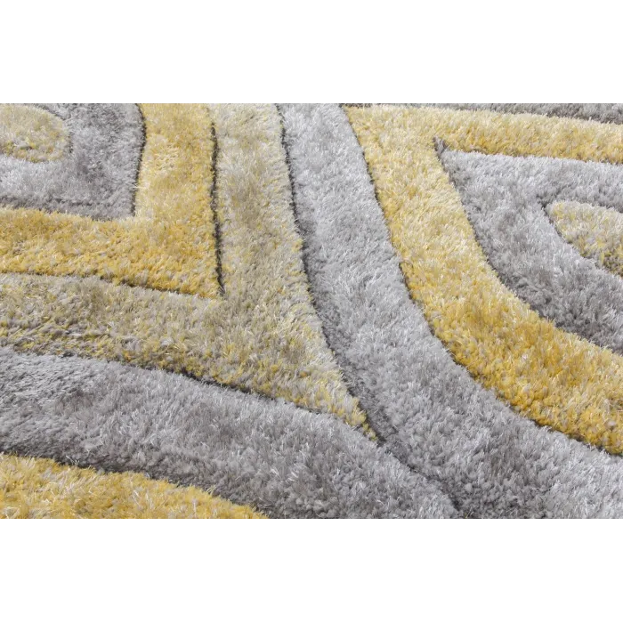 Luxus Teardrop 3D Shaggy Rug - Yellow | Murphy Furniture