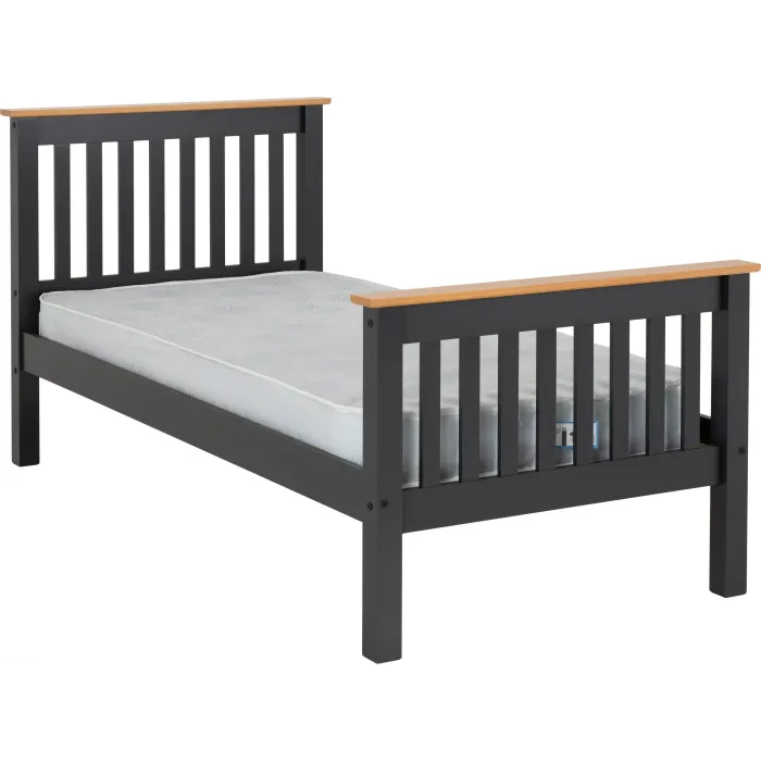 Monaco 3FT High End Bed - Grey/Oak Effect | Murphy Furniture