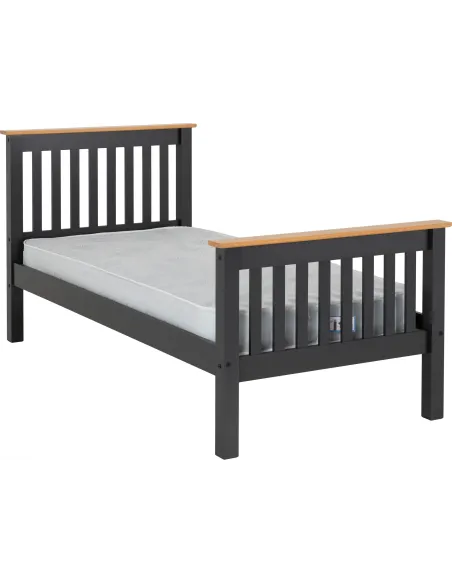Monaco 3FT High End Bed - Grey/Oak Effect | Murphy Furniture
