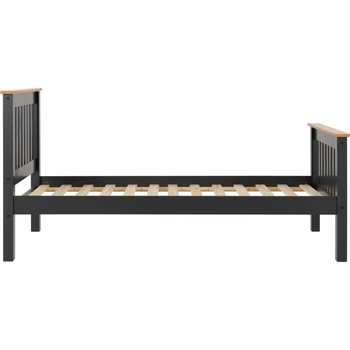 Monaco 3FT High End Bed - Grey/Oak Effect | Murphy Furniture