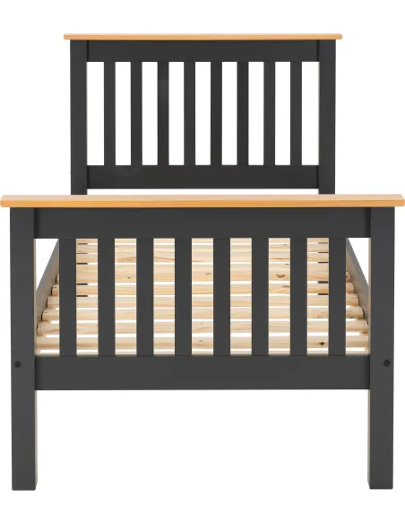 Monaco 3FT High End Bed - Grey/Oak Effect | Murphy Furniture