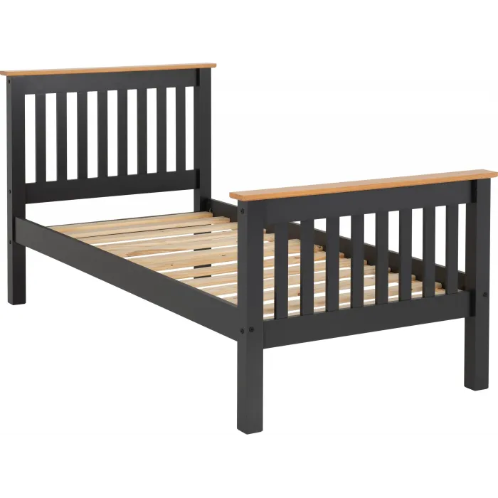 Monaco 3FT High End Bed - Grey/Oak Effect | Murphy Furniture