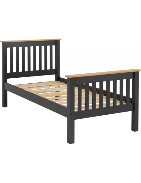Monaco 3FT High End Bed - Grey/Oak Effect | Murphy Furniture