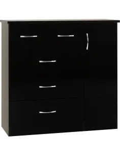 Nevada 5 Drawer Low Wardrobe - Black  Gl | Murphy Furniture