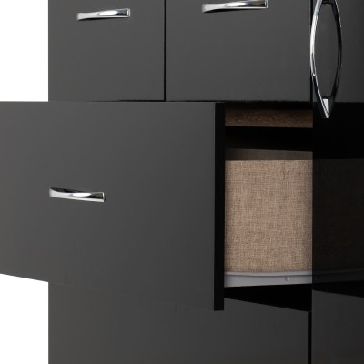 Nevada 5 Drawer Low Wardrobe - Black  Gl | Murphy Furniture