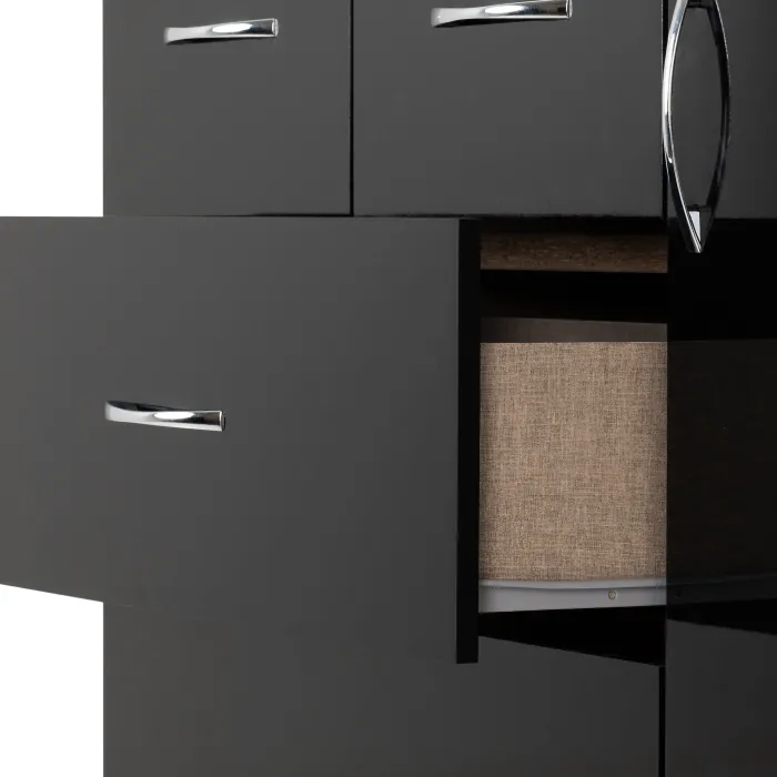Nevada 5 Drawer Low Wardrobe - Black  Gl | Murphy Furniture