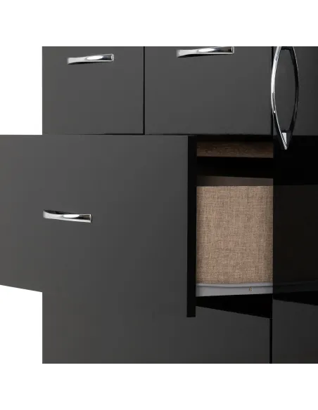 Nevada 5 Drawer Low Wardrobe - Black  Gl | Murphy Furniture