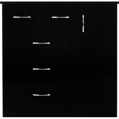 Nevada 5 Drawer Low Wardrobe - Black  Gl | Murphy Furniture