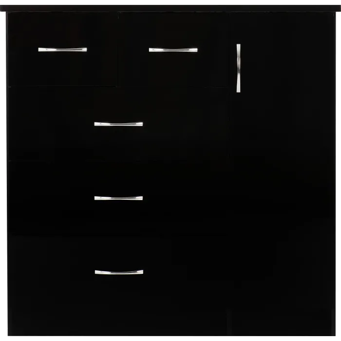 Nevada 5 Drawer Low Wardrobe - Black  Gl | Murphy Furniture