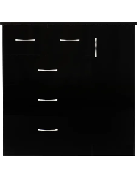 Nevada 5 Drawer Low Wardrobe - Black  Gl | Murphy Furniture