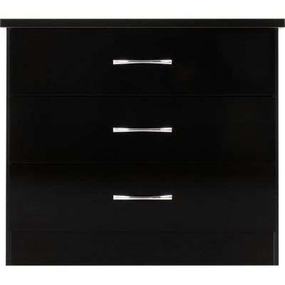 Nevada 3 Drawer Chest - Black  Gloss | Murphy Furniture