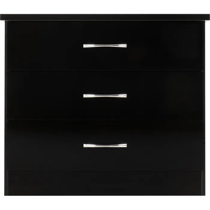 Nevada 3 Drawer Chest - Black  Gloss | Murphy Furniture