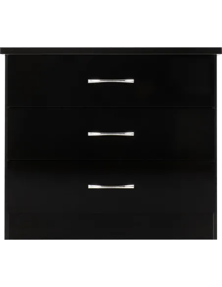 Nevada 3 Drawer Chest - Black  Gloss | Murphy Furniture