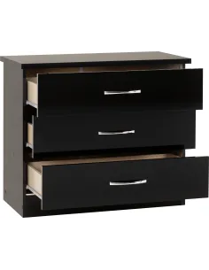 Nevada 3 Drawer Chest - Black  Gloss | Murphy Furniture 2