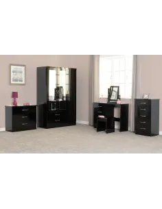 Nevada 3 Drawer Chest - Black  Gloss | Murphy Furniture