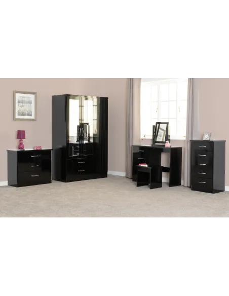 Nevada 3 Drawer Chest - Black  Gloss | Murphy Furniture