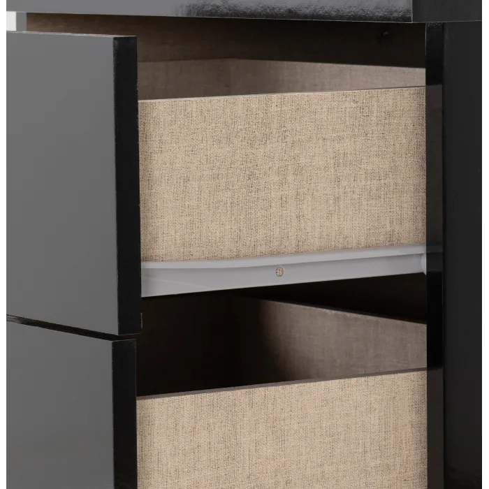 Nevada 5 Drawer Narrow Chest - Black  Gl | Murphy Furniture